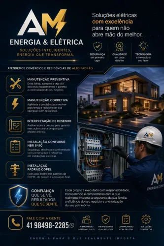 ELETRICISTA PADRÃO COPEL / INSTALAÇÃO DE PAINEL SOLAR / INSTALAÇÃO DE CARREGADOR DE CARRO 
