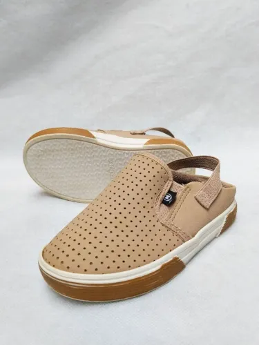 Tênis Mule Infantil Slip On Bege Furadinho - Tam 22- Molekinho