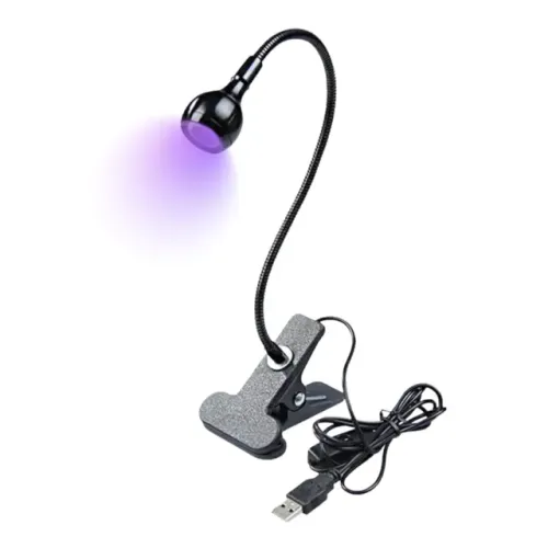 Mini Luminária Clip de Mesa com LED Ultravioleta para Secagem de Esmalte PRETO 