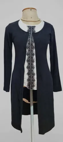CARDIGAN LONGO MALHA LAZINHA + BLUSA RENDA TAM M - 9/10