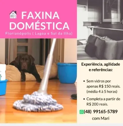 Faço faxina sul da ilha