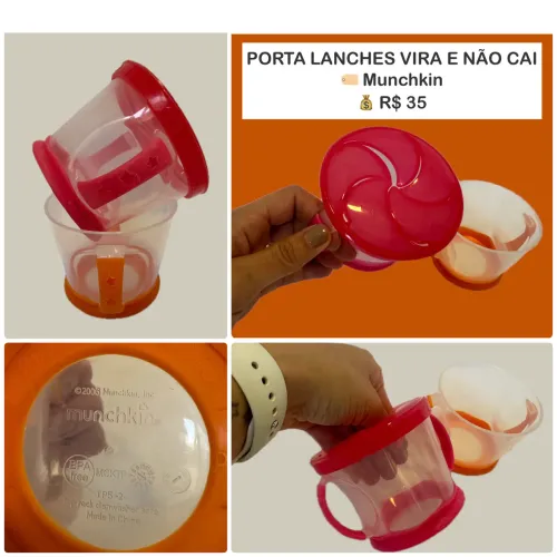 Kit 2 Potes para Lanche Rosa e Laranja MUNCHKIN