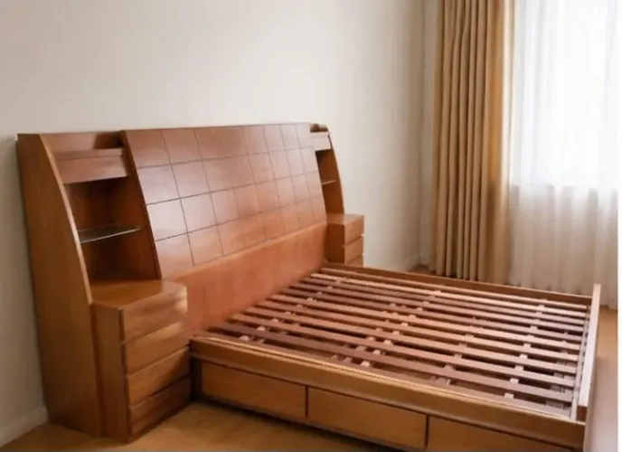 CAMA CASAL COMPLETA Com cabeceira baú + Criados + 14 Gavetas - TOP - Luciana Móveis