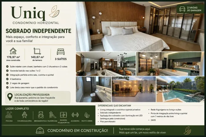 Residencial UNIQ, 3 suítes plenas, previsão de entrega 11/2026, analiso permutas 