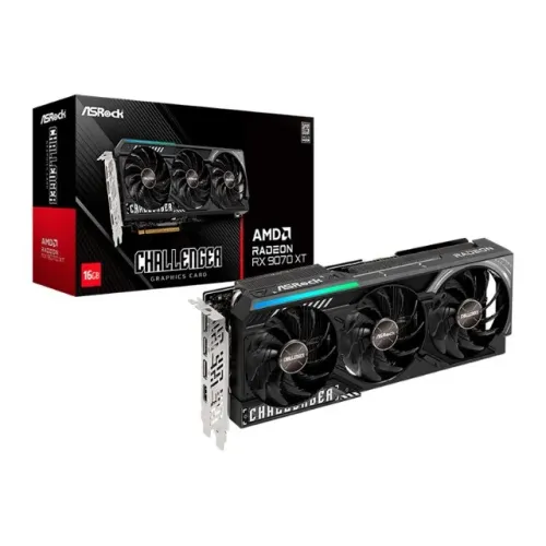 PLACA DE VIDEO RX 9070XT ASROCK CHALLENGER 16GB GDDR6 256BITS 90-GA61ZZ-00UANF NOVA!