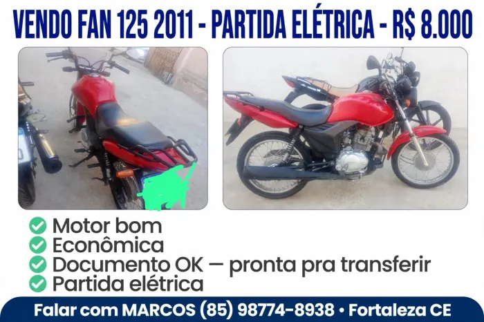 Honda CG 125 Fan ES 2011 Vermelha - Partida Elétrica