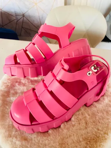Sandália Melissa Possession Rosa Pink - Plataforma Tratorada Feminina
