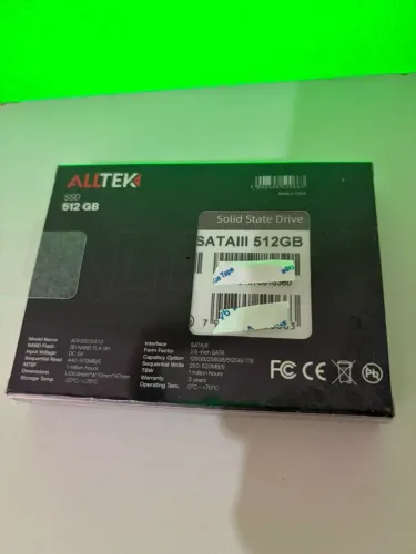 Ssd 512Gb sata allteck Novo Lacrado12x no cartao 