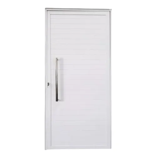 Porta de alumínio Branco Lambril com puxador 0.80x2.10