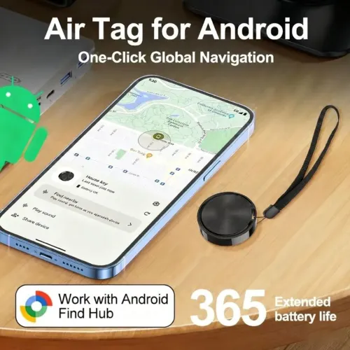 Rastreador do tipo smart air tag compatível com Android (Google Find Hub / Localizador)