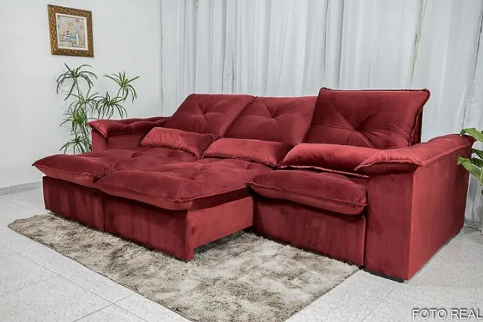 Sofá Retrátil Guia 2.90m Vinho 534 12x Sem Juros 