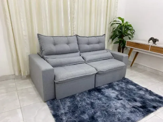 Sofá Retrátil e Reclinável Vênus 2.00m Linho Cinza Até 12x - Frete Grátis