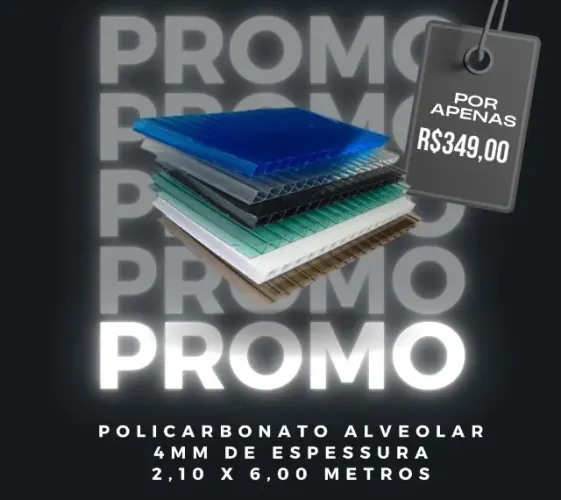 Placa de Policarbonato Alveolar 2,10 mts x 6,00 mts 4mm em promoção!