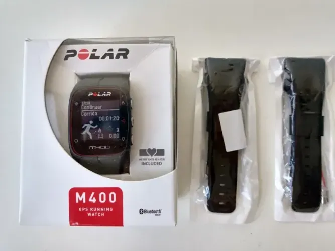 Relógio esportivo, marca Polar, Monitor Cardíaco Modelo M400 Super profissional cor preto