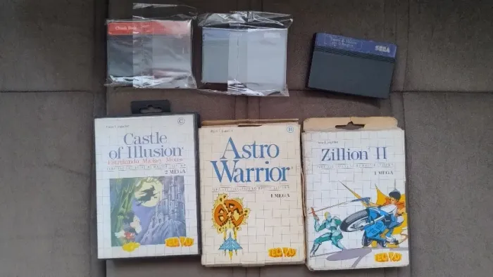 Lote de jogos de Master System Caste of Illusion Astro Warrior Turma da Monica