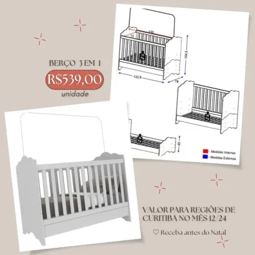 Promoção Berço 3 em 1 - 10/12