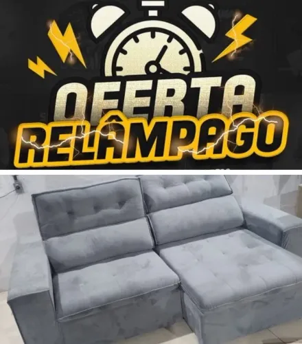 Oferta relâmpago sofá Niterói retrátil 5 lugares cinza