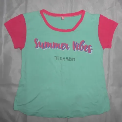 Blusa camisa summer vibes tam. 14 verde água rosa choque (liquidacao fim de ano novo natal