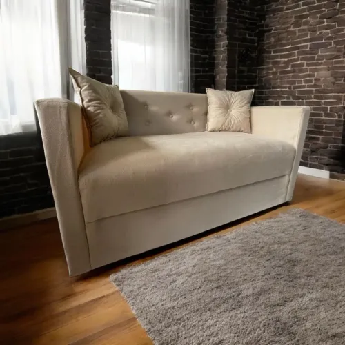 Poltrona de 2 lugares em Corino Lux estilo retrô Novos