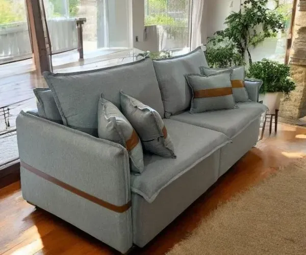 Sofá Retrátil luxo linho Ton cinza 2.20 largura 
