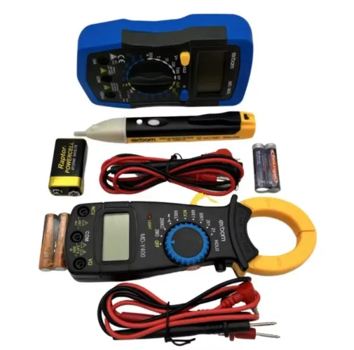 KIT com 3 MEDIDORES - MULTÍMETROS COM BATERIAS INCLUSAS 