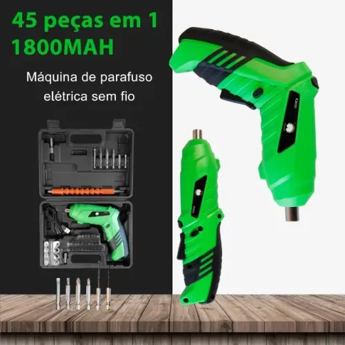 Parafusadeira Sem Fio 45 Peças Chaves Fenda Broca Philips Usb Maleta 4,8V wpp:99611.3948