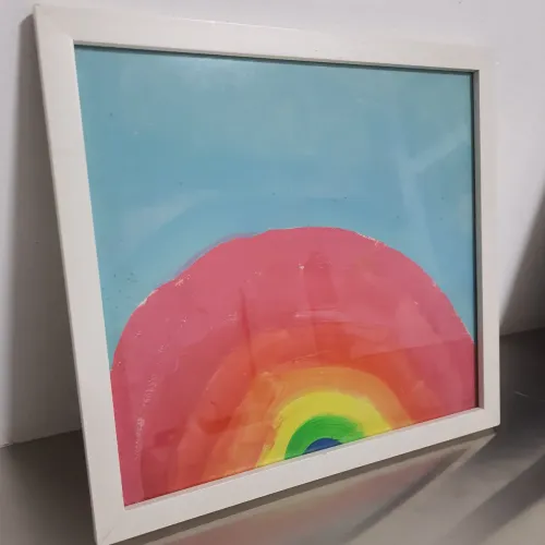 Moldura Infantil Arco-Íris Colorido em Moldura