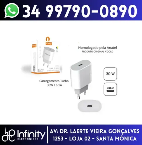 Carregador iPhone Fonte Turbo 30w Tipo-C
