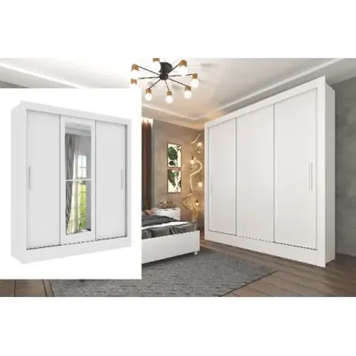 Guarda-Roupa Moderno Branco com Espelho