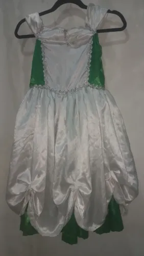 Vestido Rainha Junina Infantil - Branco e Verde