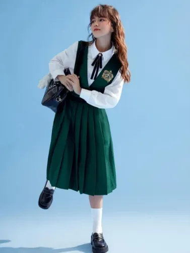 Uniforme colegial japonês feminino verde - veste do P ao M