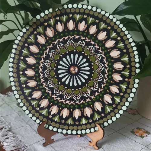 Mandala Decorativa 25cm com pintura feita à mão