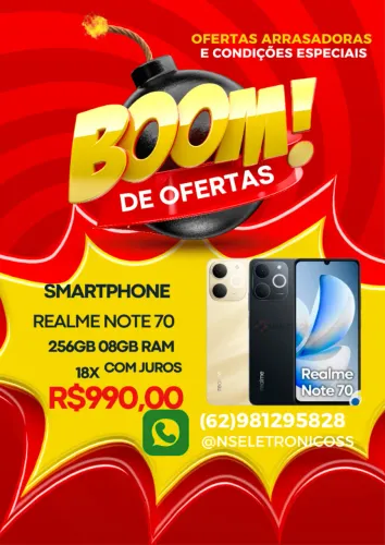 Realme Note 70 256GB 8GB Dourado Preto Entregamos Gratis 