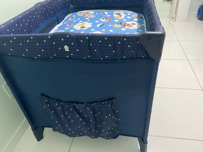 Berço Portátil para Bebê - Azul