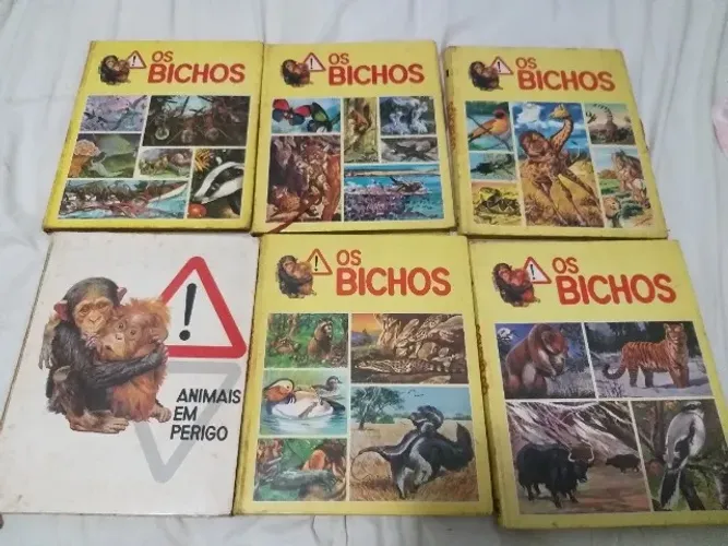 COLECAO LIVROS OS BICHOS 1980 EDITORA ABRIL 5 VOLUMES E 01 ANIMAIS EM EXTINCAO