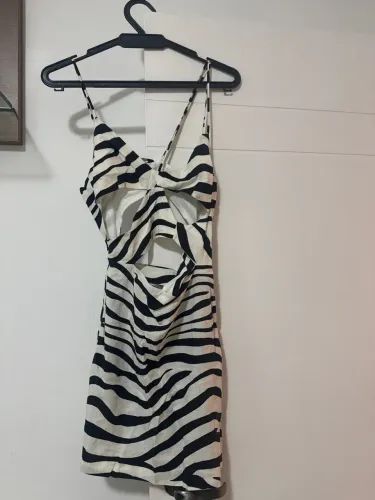 Vestido Zebra com Recortes - Marca Zara