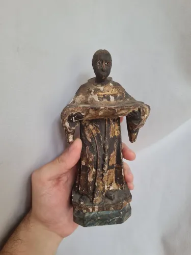 São Benedito Estátua Antiga de Madeira