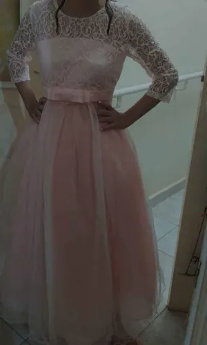 Vestido Infantil Rosa de Renda 1,70 m altura