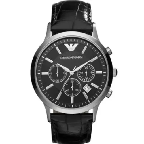Relógio Masculino Emporio Armani AR2447 Cronógrafo Couro Preto - Novo - Envio Imediato 