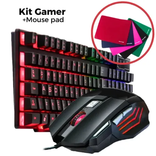 Kit Gamer Mouse e Teclado + Mouse Pad | Mouse Gamer X7 RGB | Teclado Shinka Sh-t-600 