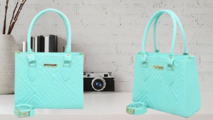 Bolsa de Ombro Feminina em Couro Sintético - Azul Tiffany