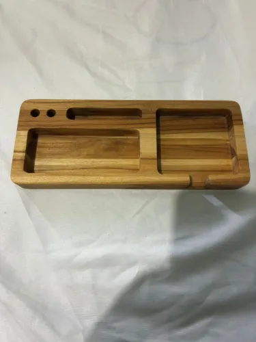 Organizador de Mesa Escritório Madeira Teca Rústico Celular