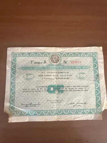 Apólice do Adicional Reembolsável do Estado de Minas Gerais