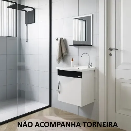 Conjunto Banheiro Balcão Suspenso 41cm com Pia e Espelho | Fazemos Entrega