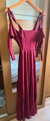 Vestido Longo bordô