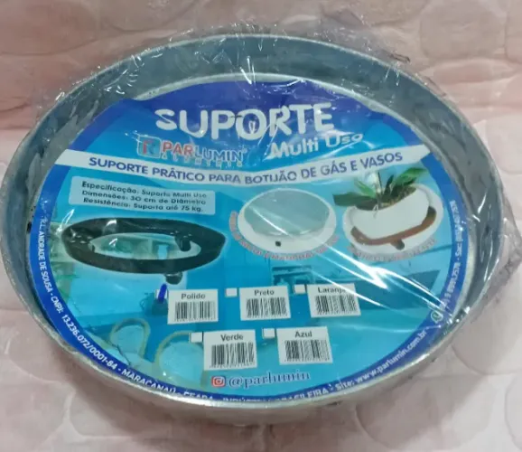 Suporte Multiuso em Alumínio Fundido com Rodas - Botijão De Gás Vasos De Plantas Garrafão