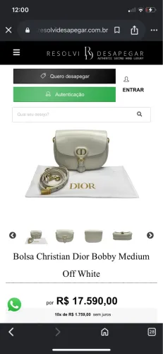 Bolsa Christian Dior Bobby Medium Off White - Original