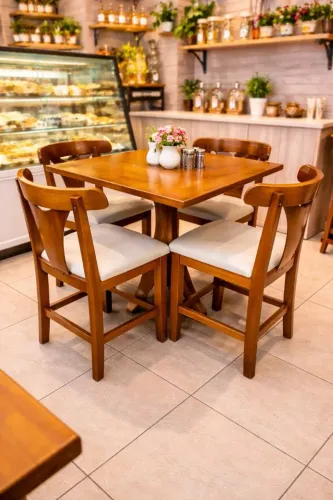 Mesa balneário 80x80 com 4 cadeiras encosto anatômico assento estofado 