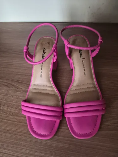 Sandália Salto Bloco Rosa
