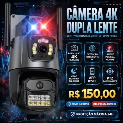4K Câmera IP Wi-Fi Câmeras PTZ HD Vigilância por CFTV Visão Noturna a Cores Detecção